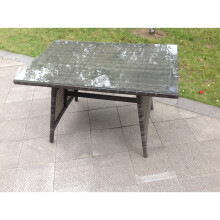 (without cover) Rattan Dining Table Furniture Tempered Glass