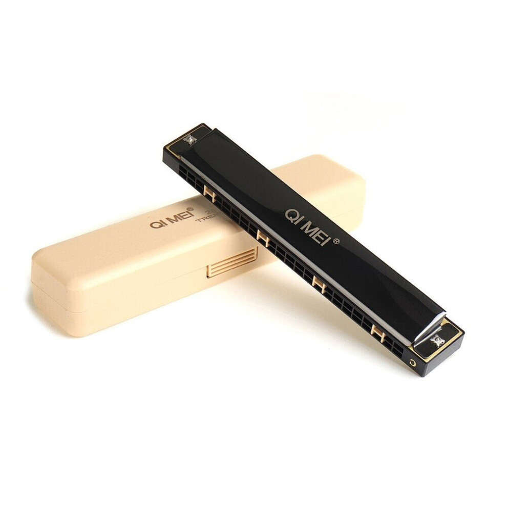 (Silver) 24 Holes Chromatic Harmonica Polyphonic C Key for Adults