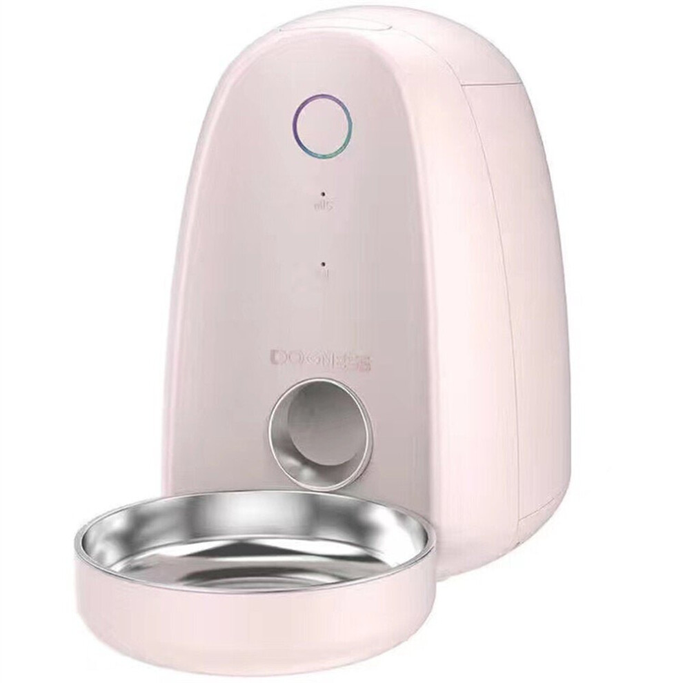 (Pink) 2L Intelligent Pet Feeder APP Remote Control Dog Cat Feeder with Feeding Schedule Function Anti-food Jammed Design