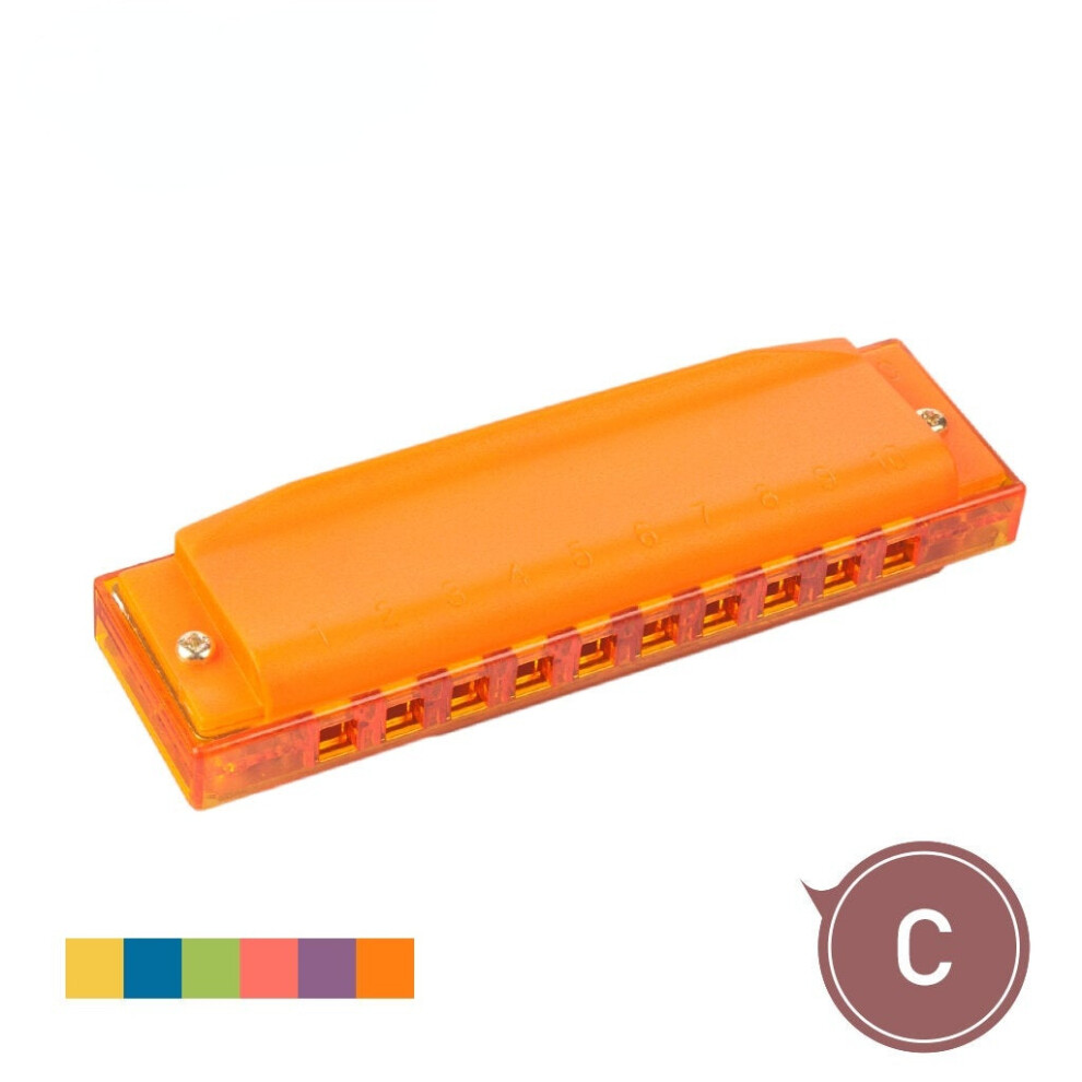 (Orange) Harmonica Comb Melodica C Tune Plastic 10 Holes Children Beginner Use Gifta