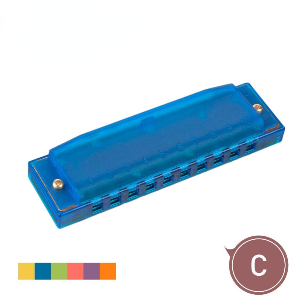 (Blue) Harmonica Comb Melodica C Tune Plastic 10 Holes Children Beginner Use Gifta