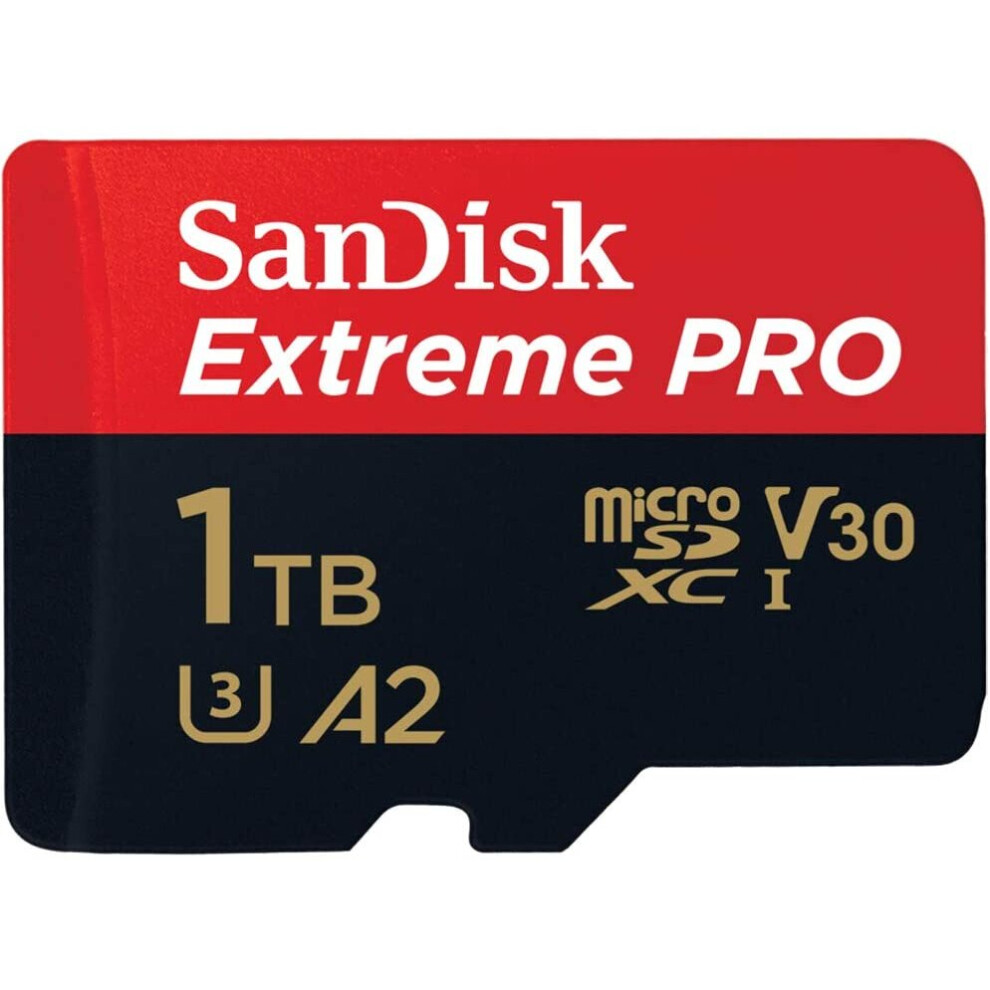 SanDisk Extreme Pro 1 TB microSDXC Memory Card + SD Adapter with A2 App Performance + Rescue Pro Deluxe 170 MB/s Class 10, UHS-I, U3, V30,