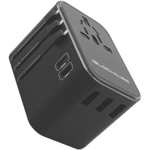 iBlockCube® Travel Adapter Worldwide All in One International Wall Charger with 3.5A Dual type C Charging Ports & Universal AC Socket, Safety Fused,