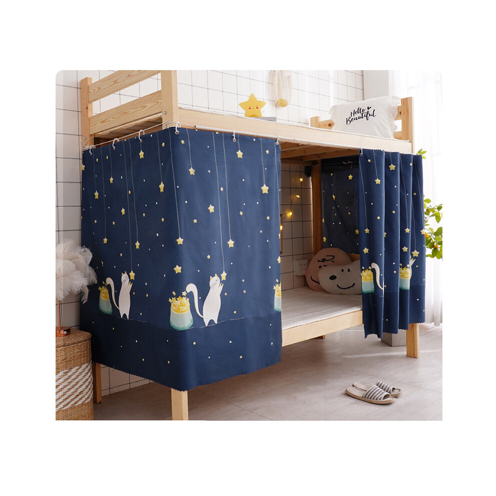 (Cat, 135x200cm) Blackout Bed Curtain Dormitory Upper Bunk Bed Bunk Bed Enclosure Dust-Proof Top Girl Curtain Bedroom