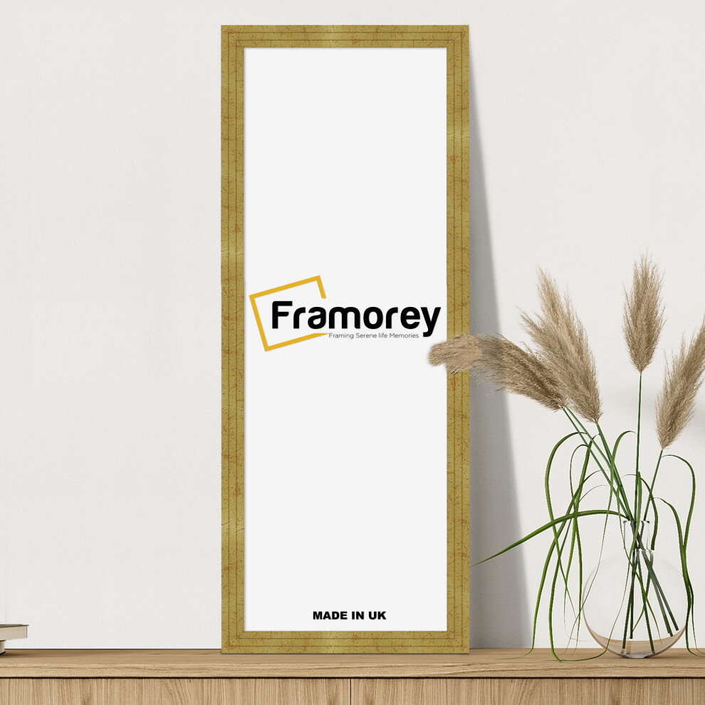 (20x10 Inch) Wood Effect Panorama Style Gold Photo Frame / Wall Art Photo Frame / Handmade Panoramic Photo Frames / Wall Art Hanging Frame