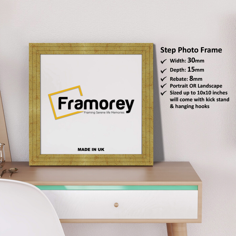 (16x16 Inch) Square Size Gold Picture Frame / Wall Art Photo Frame / Handmade Wooden Effect Poster Frames / Wall Hanging Frame-image-OPC-P8ZGR5R-NEW