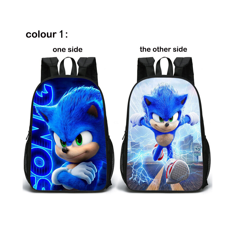 (C1) Sonic The Hedgehog School Bag Double-sided Backpack Kids Gift