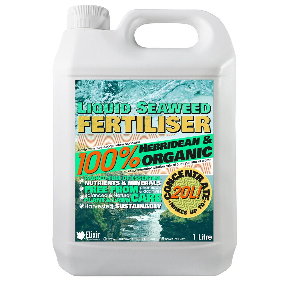 Elixir Garden Supplies (Liquid Seaweed, 1 Litre) Elixir Gardens | Seaweed Fertilisers | Seaweed Meal, Calcified Seaweed, Liquid Seaweed + Iron