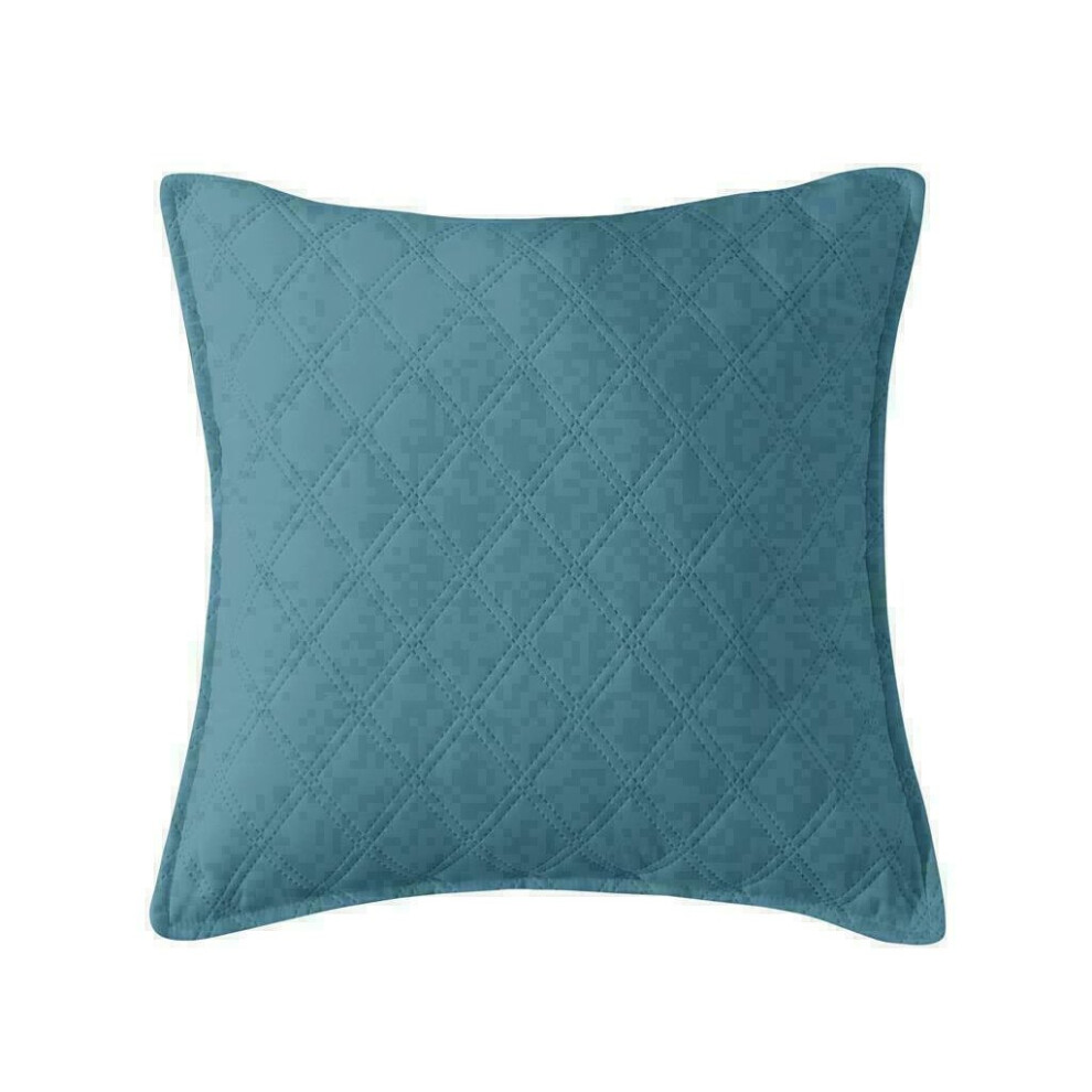 (Blue , Cushion Cover 17" x 17") 3Pcs Luxury Embossed INSPIRATION Quilted Bedspread