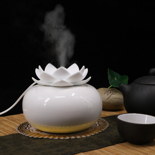Ceramic Lotus Air Purifier Humidifier Aroma Oil Diffuser 200ml UK