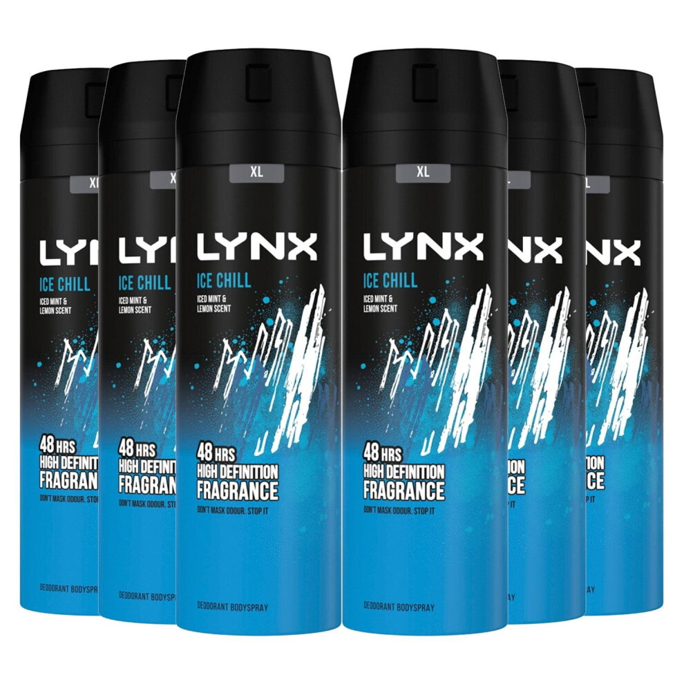 6pk Lynx 48H Fresh Deodorant & Body Spray - Ice Chill | 6 x 200ml