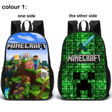 (C1) Minecraft School Bag Double-sided Backpack Kids Gift
