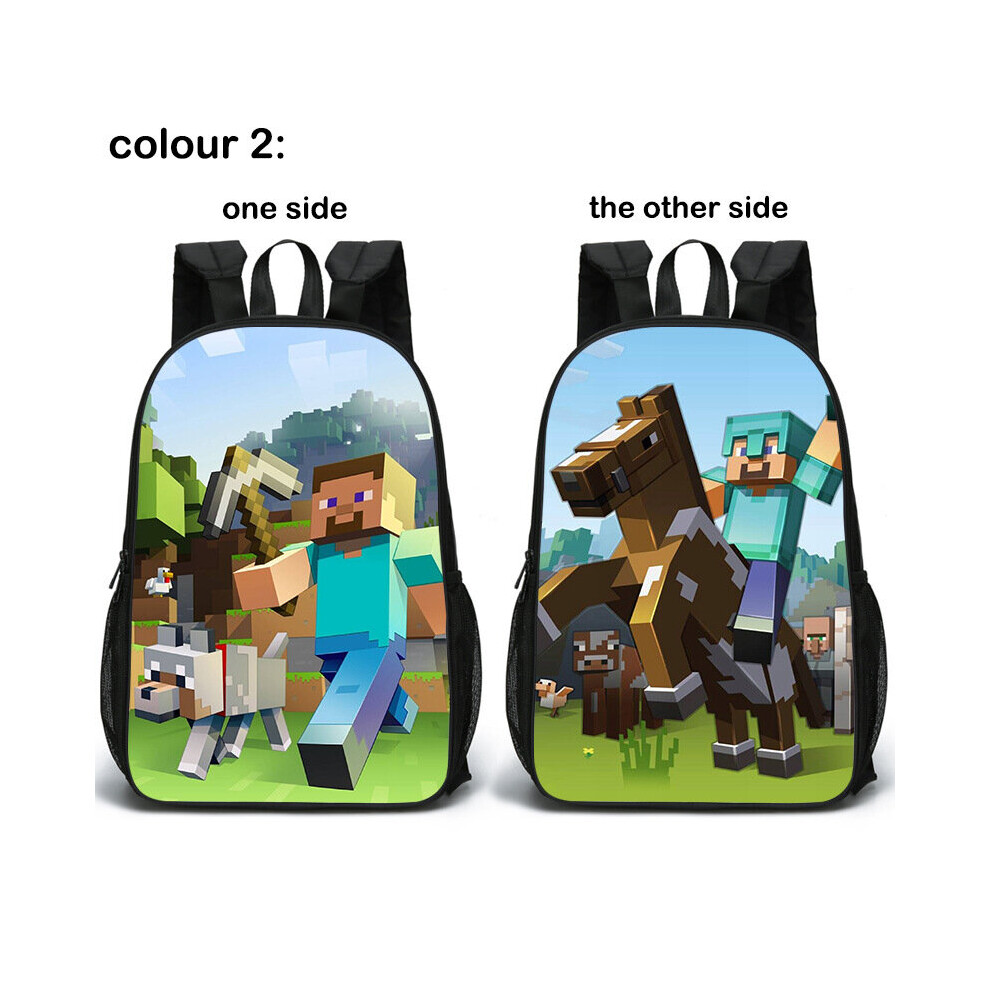 (C2) Minecraft School Bag Double-sided Backpack Kids Gift