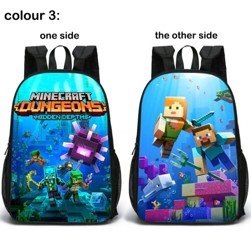 (C3) Minecraft School Bag Double-sided Backpack Kids Gift