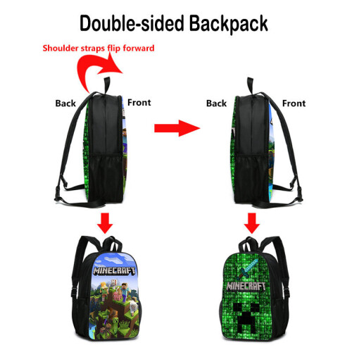 (C5) Minecraft School Bag Double-sided Backpack Kids Gift 2
