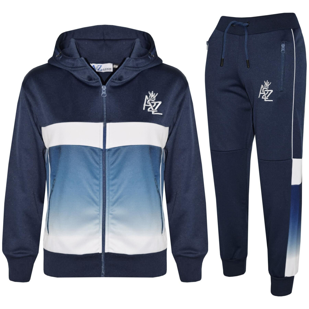 (13 Years, Navy) Unisex Navy A2Z 3D Fade Gradient Hooded Tracksuits