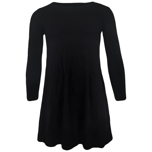 (7-8 Years, Black) Girls Swing Dress Plain Black Dance Party Fashion