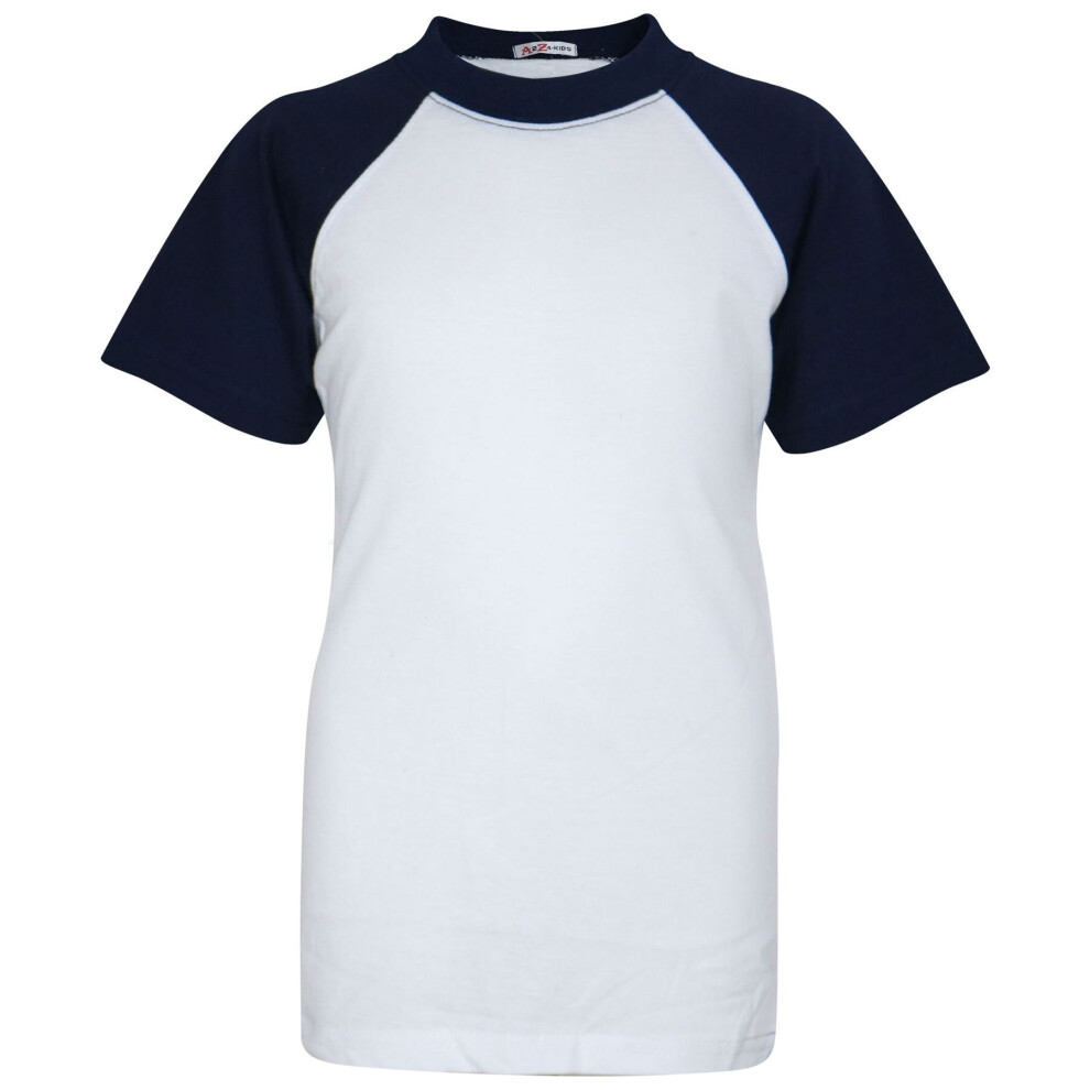 (2-3 Years, Navy) Kids Unisex Navy Raglan Sleeves Sports T Shirt-image-OPC-P8ZQZGS-NEW
