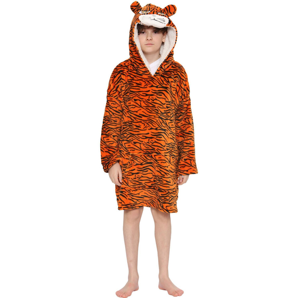 Men Ladies Oversized Hoodie Tiger Snuggle Blanket