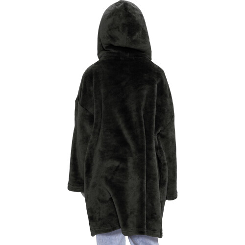 (One Size, Black) Men Ladies Oversized Hoodie Plain Snuggle Blanket 1