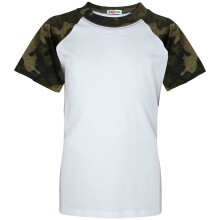(5-6 Years, Camo Green) Unisex Camo Green Raglan Sleeves Sports T Shirt