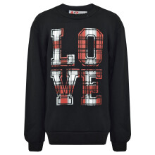 (7-8 Years, Black) Kids Girls Boys LOVE Print Jumper Sweatshirt 7-13