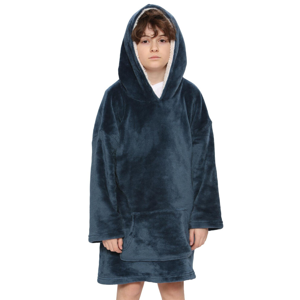Girls Boys Oversized Hoodie Navy Snuggle Blanket