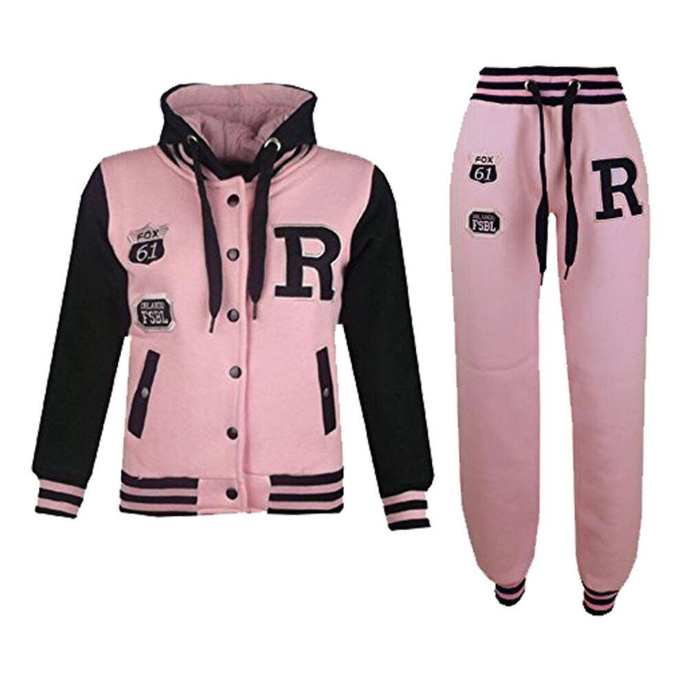 (5-6 Years, FOX Baby Pink) Kids Girls Boys Baseball NYC & FOX Tracksuit Set