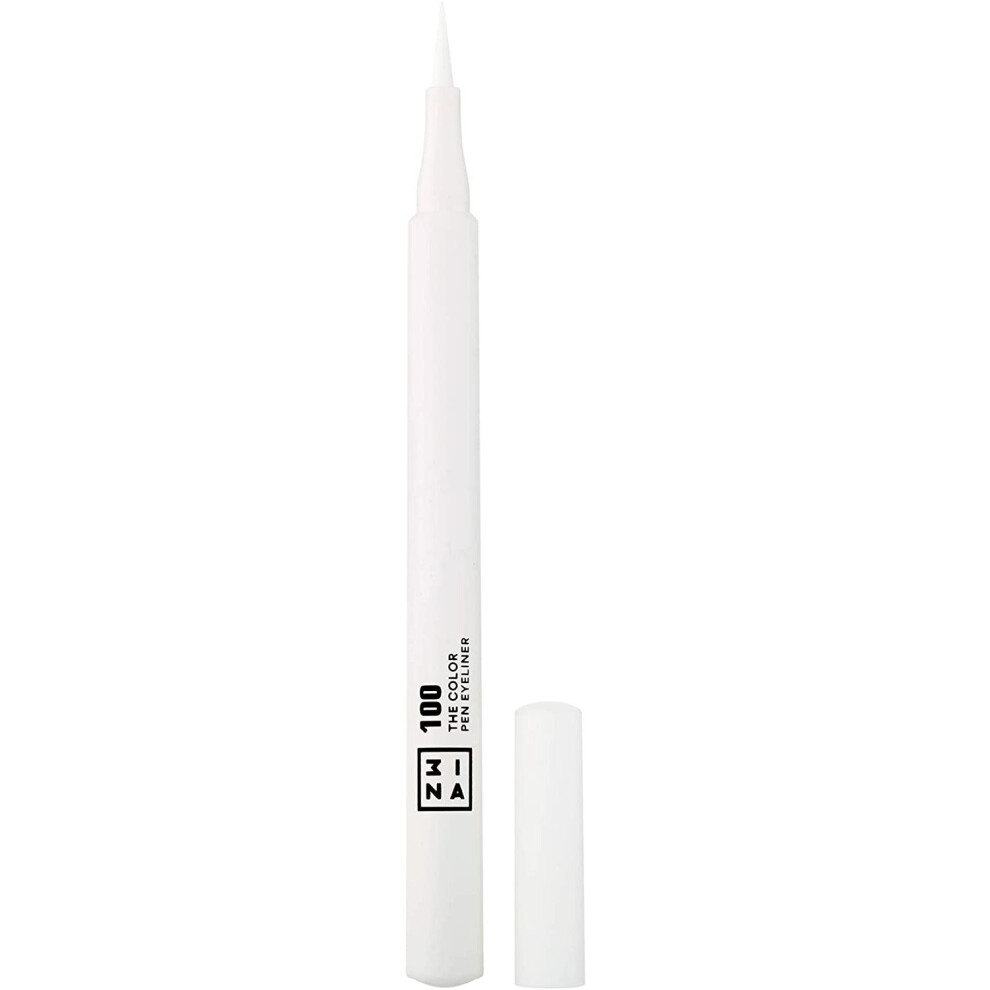3Ina White Makeup - Vegan - Cruelty Free - The Color Pen Eyeliner 100 - Ultra Precise Tip Color Pen - Liquid Eyeliner With Longwearing Formula And