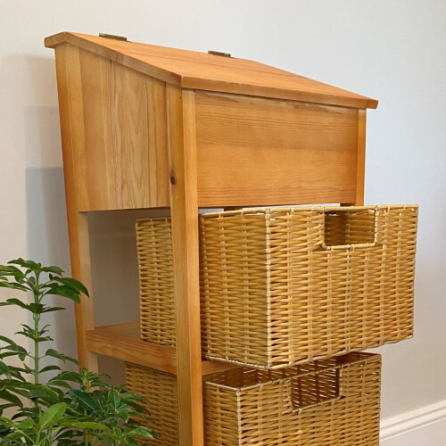 Selections Wooden Vegetable and Potato Store with Wicker Baskets 1