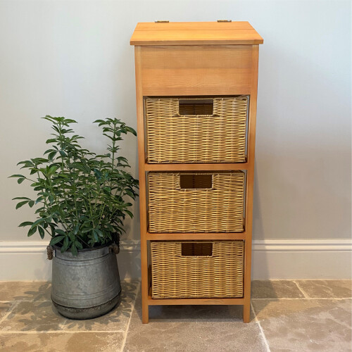 Selections Wooden Vegetable and Potato Store with Wicker Baskets 2