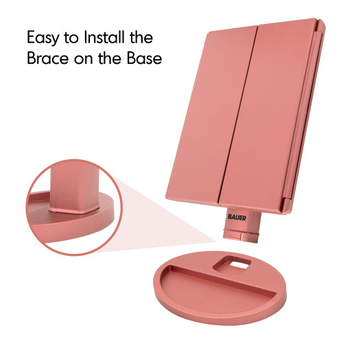 (Rose Gold) Bauer Professional Foldable LED Mirrors 2