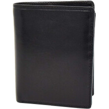 Gents Real Leather Bifold Large Wallet Credit Cards ID Notes Coins Holder Purse AVZ3 Black Brown (Black)