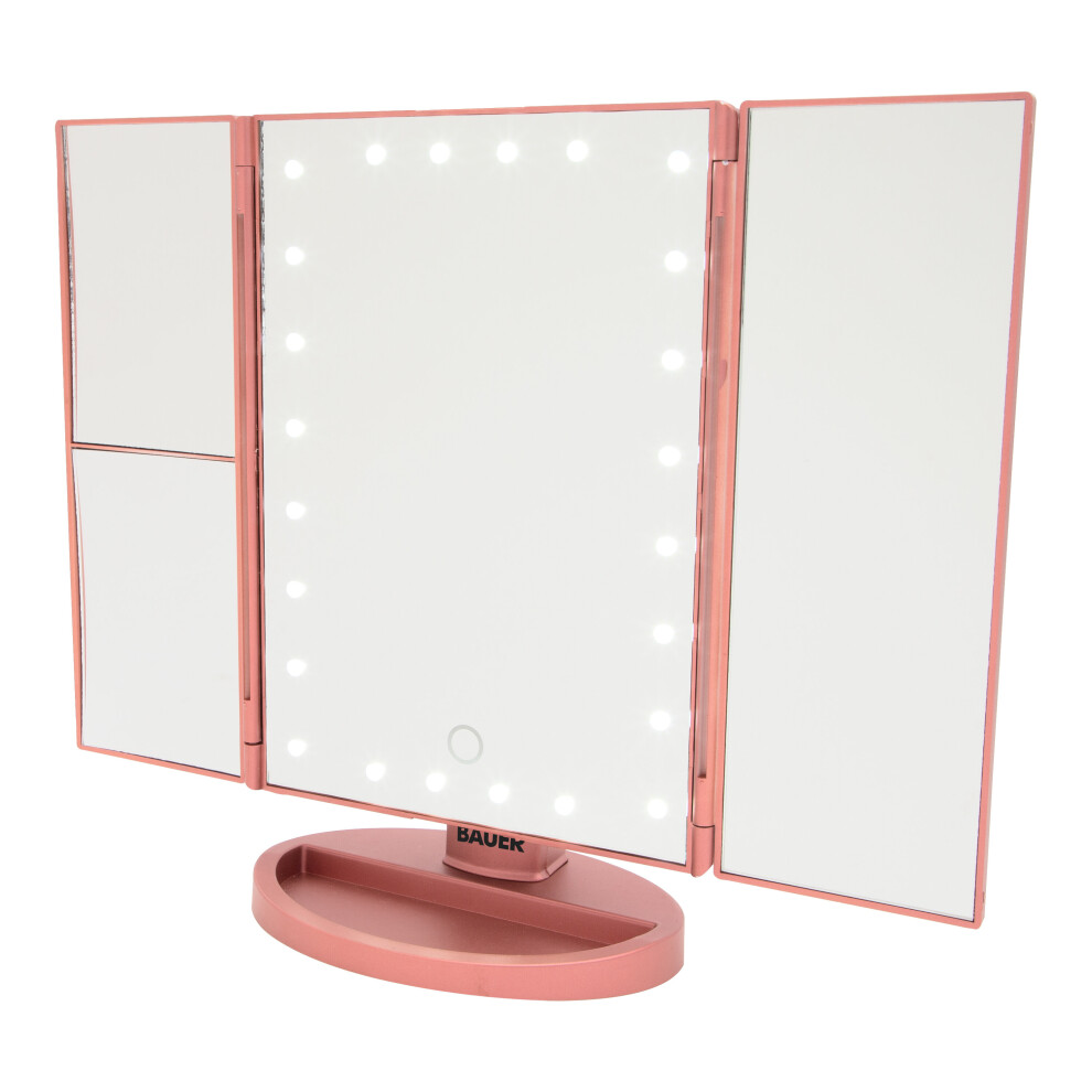 (Rose Gold) Bauer Professional Foldable LED Mirrors