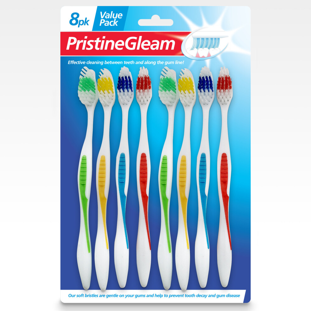 8 Adult Toothbrushes Dental Care Oral Clean Hygiene Great value