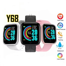 (Różowy) Zegarek Y68 Smartwatch - tracker fitness, cyfrowy pomiar tętna, zegarek dla kobiet i mężczyzn