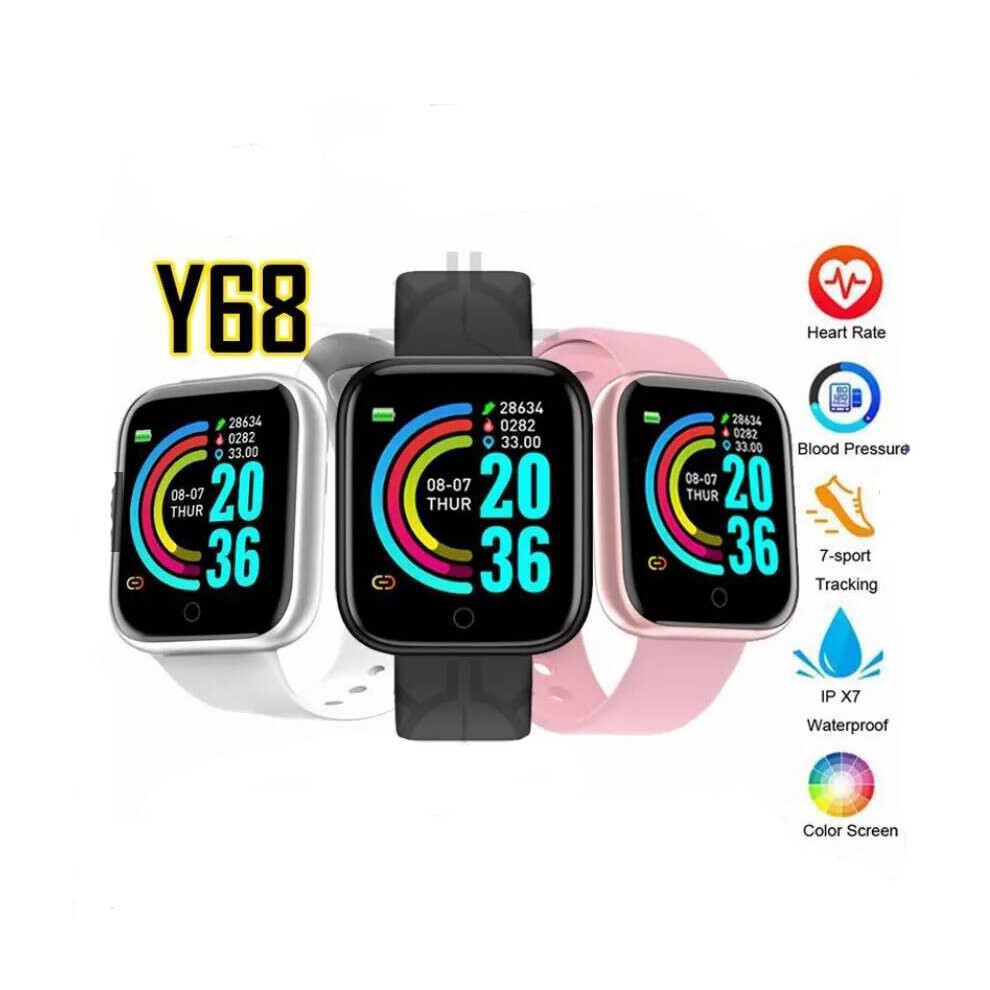 (Black) Y68 Smart Watch Fitness Tracker Digital Heart Jam Tangan Wanita Lelaki Watch Men Women Watch