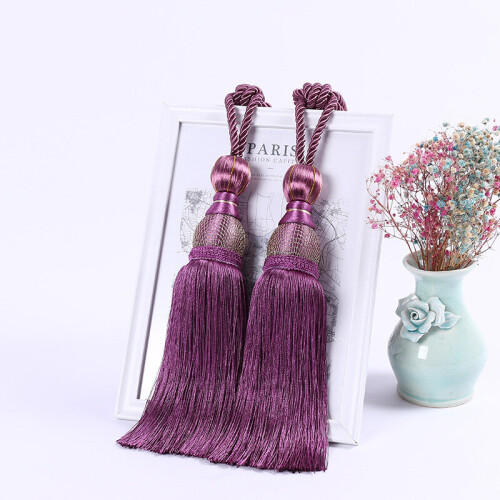 (Purple) Backs Curtain Rope Tie Tassel Buckle Window Cloth Decor