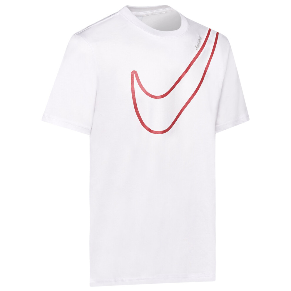 (S) Nike Large Logo T-Shirt Men's White/Red Top