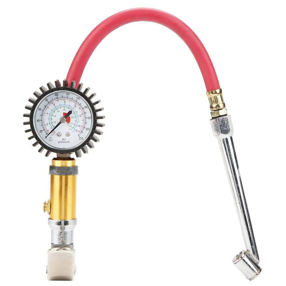 Ccylez Tire Inflator,1/4" Tyre Air Inflation Pump Gun, 10-220Psi Pressure Capacity, Pressure Dial Gauge Air Compressor Tool For Bike, Motorcycle, 8254598317749