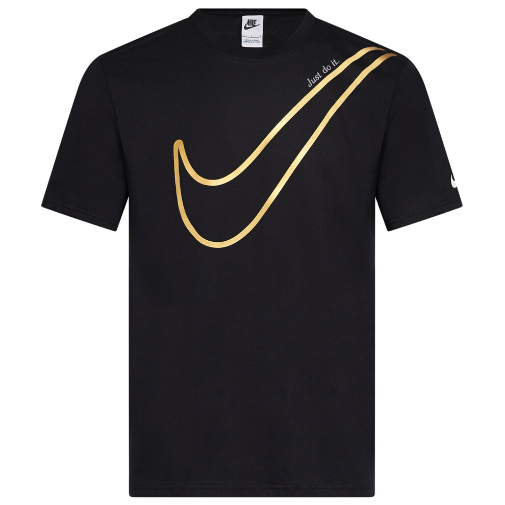 (XL) Nike Large Logo T-Shirt Men's Black/Gold Top