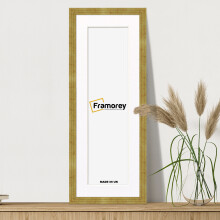 (Gold With White Mount, 20x10" Pic (24x14" Frame)) Panoramic Size Gold Picture Frame / Step Style Wall Art Frame / Handmade Wooden Effect Photo Frames With Multicolored Mount
