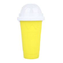 (Yellow) DIY Homemade Smoothie Cups Freezes Drinks Cup Double Layer, Shake Smoothie Cup, Quick Frozen Smoothies Slushy Ice Cream Maker Milk Shake Make