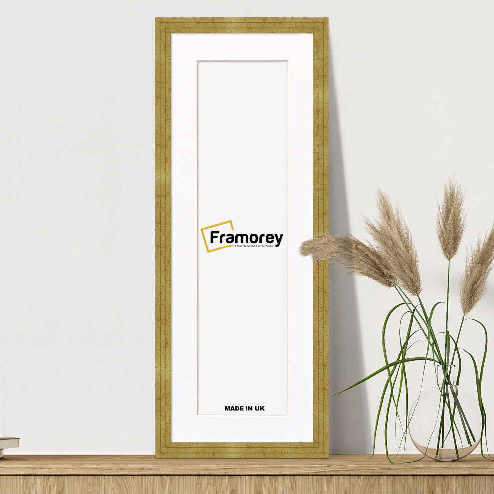 (Gold With White Mount, 28x16" Pic (32x20" Frame)) Panoramic Size Gold Picture Frame / Step Style Wall Art Frame / Handmade Wooden Effect Photo Frames-image-OPC-P8ZR8PF-NEW