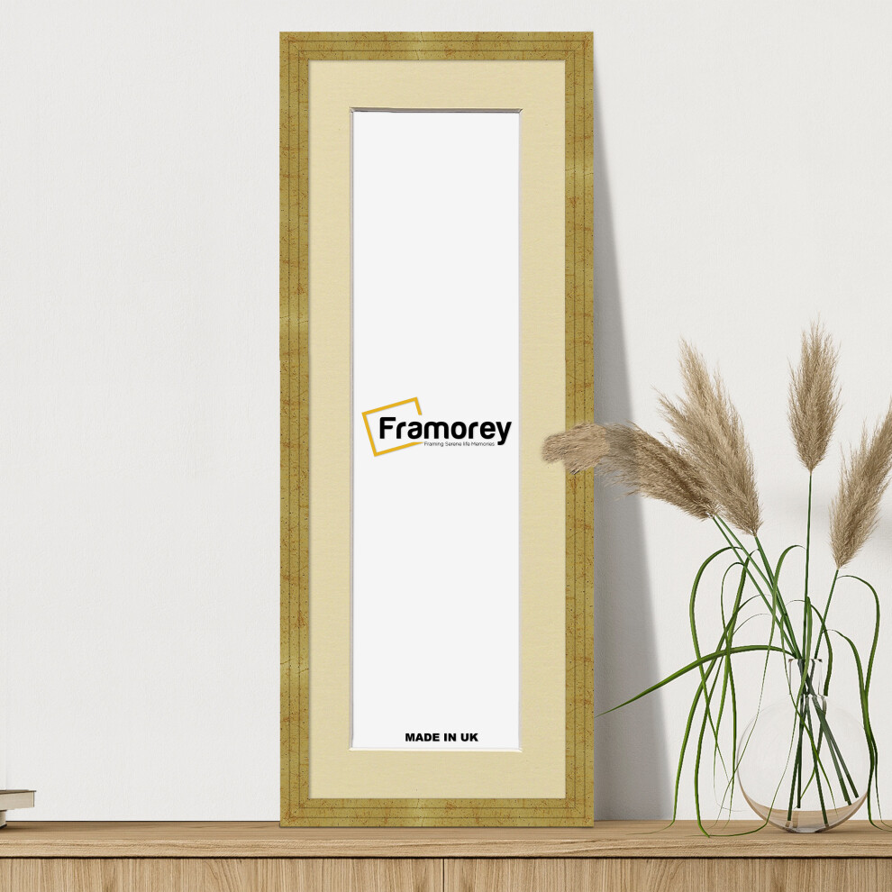 (Gold With Ivory Mount, 16x5" Pic (20x9" Frame)) Panoramic Size Gold Picture Frame / Step Style Wall Art Frame / Handmade Wooden Effect Photo Frames W-image-OPC-P8ZR8PN-NEW