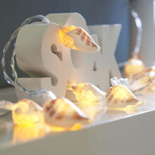 1.5m Real Shell Fairy Lights - Warm White, Battery-Powered Indoor Decor with 10 Seashells & 6-Hour Timer