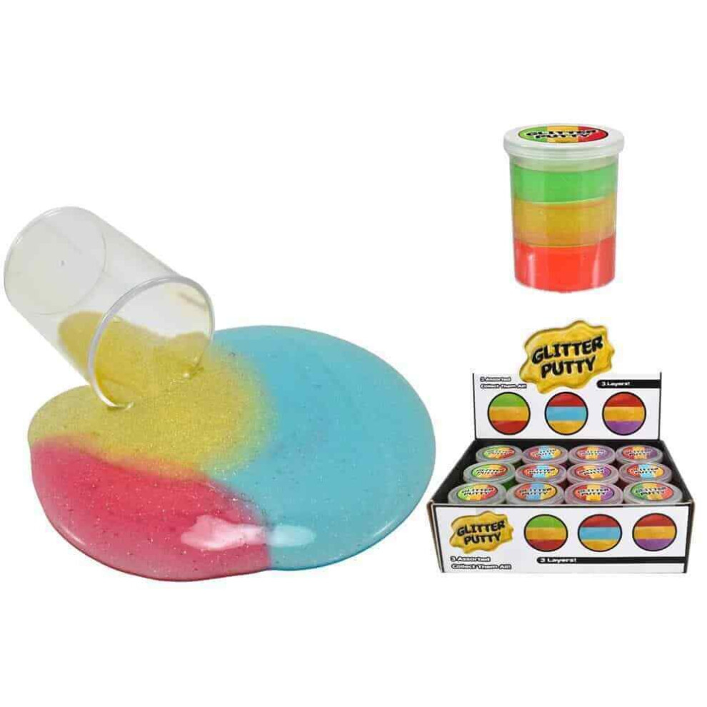 Girls Boys Stuff Rainbow Triple Glitter 3 Layer Putty Goo Slime