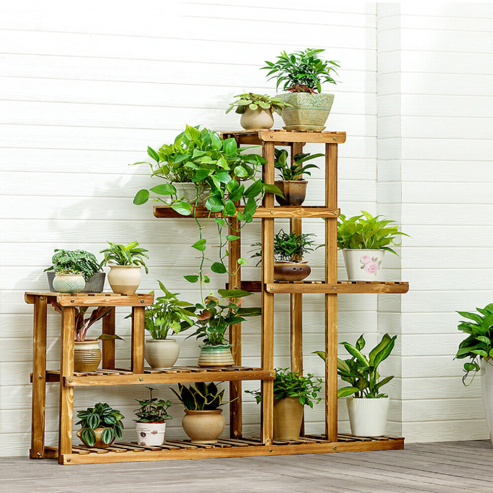 Large Multi-Tiered Rustic Wooden Plant Stand Rack