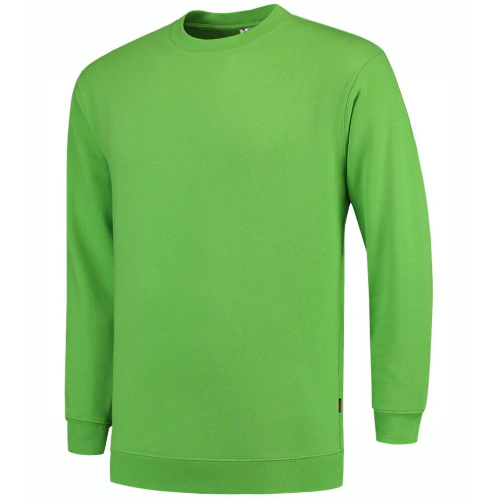 (Lime - Without Collar, S) Mens Plain Sweatshirt Jumper Pullover Sweater Top