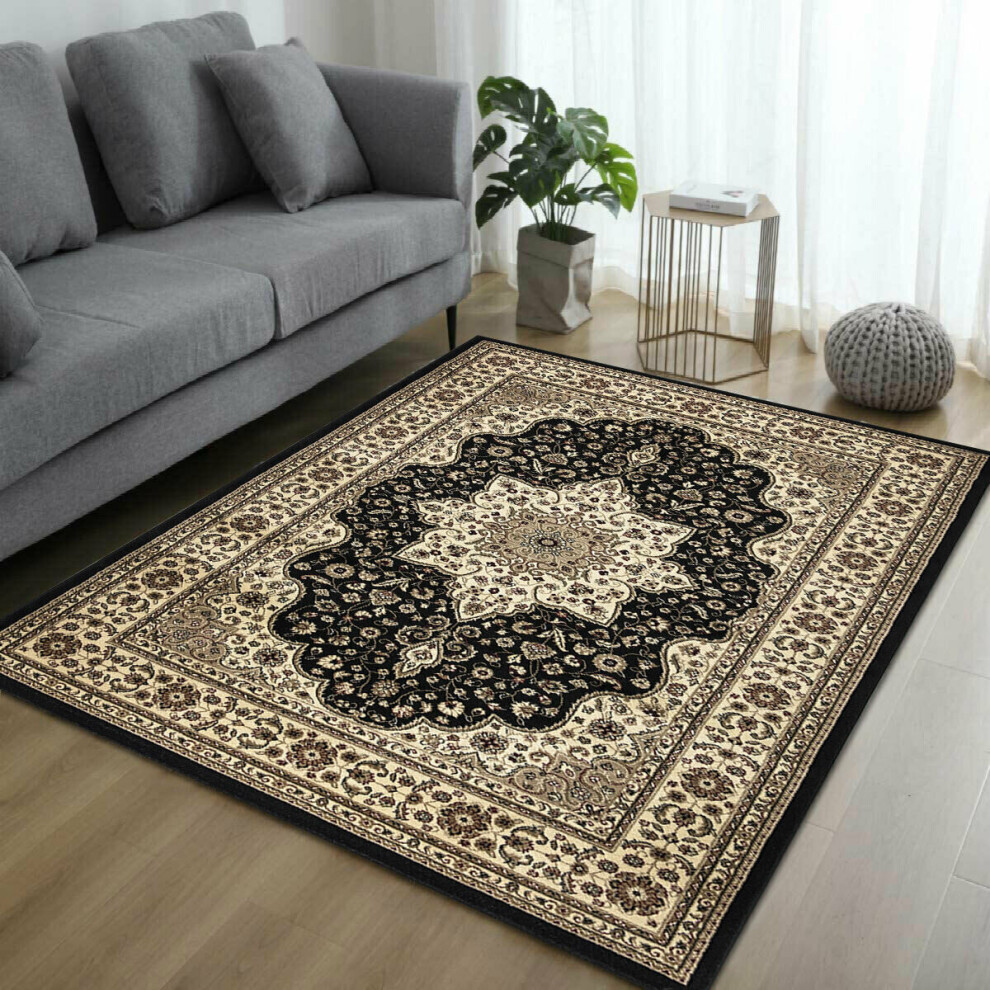 (Black , 80 x 150 cm) Luxury Vintage Style Classic ROME Traditional Rugs